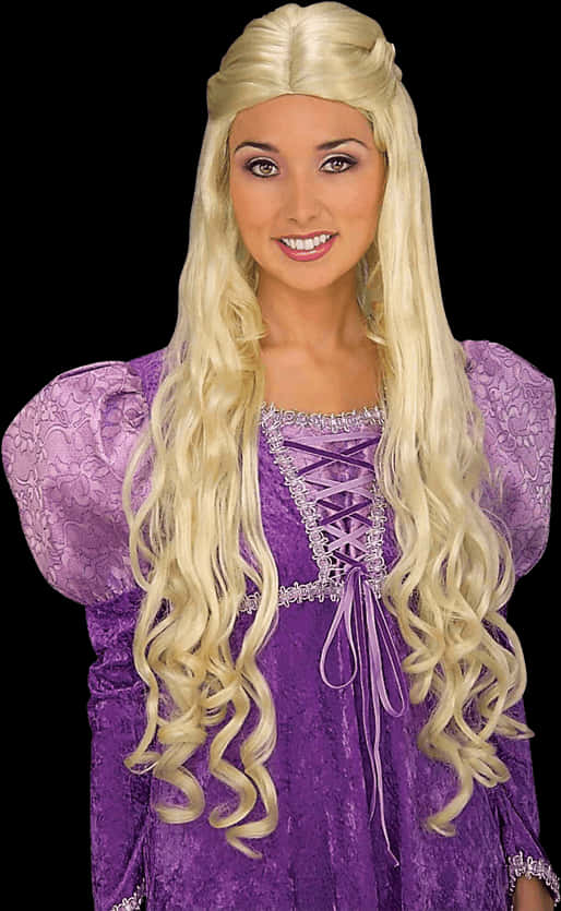 Blonde Curly Wig Costume Portrait PNG