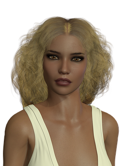 Blonde Digital Woman Portrait PNG