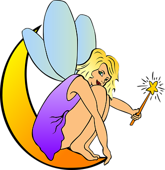 Blonde Fairy On Moon Clipart PNG