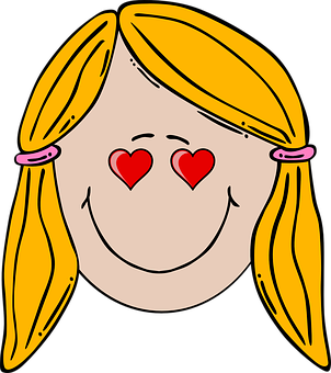 Blonde Girl Cartoon Love Eyes PNG