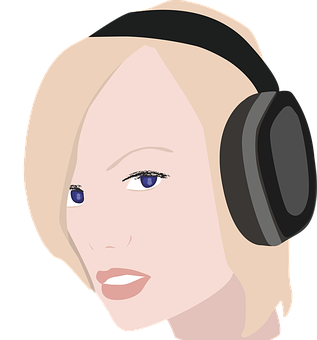 Blonde Girl Headphones Vector PNG