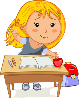 Blonde Girl Studying Cartoon PNG