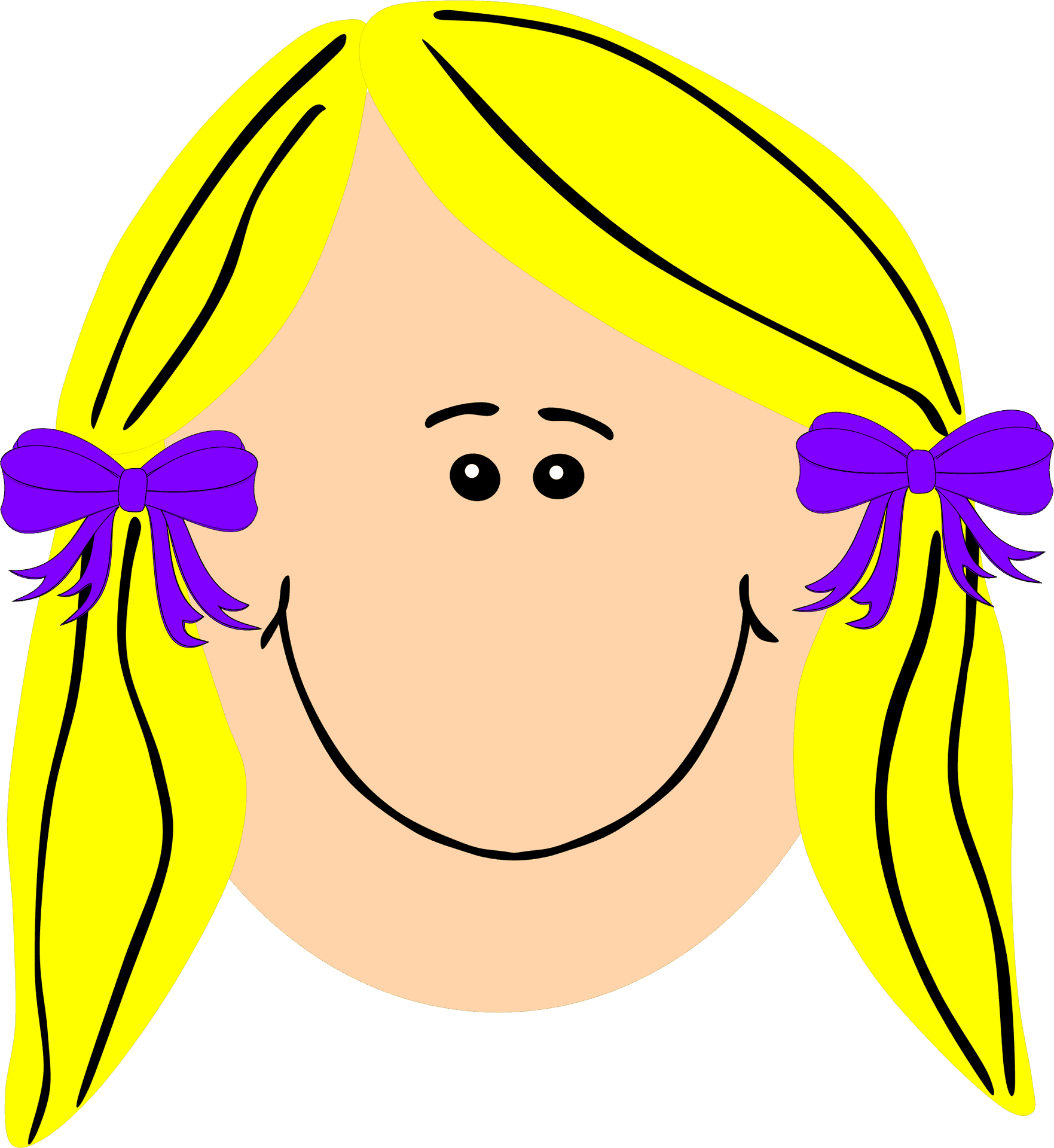 Blonde Hair Cartoon Characterwith Purple Bows PNG