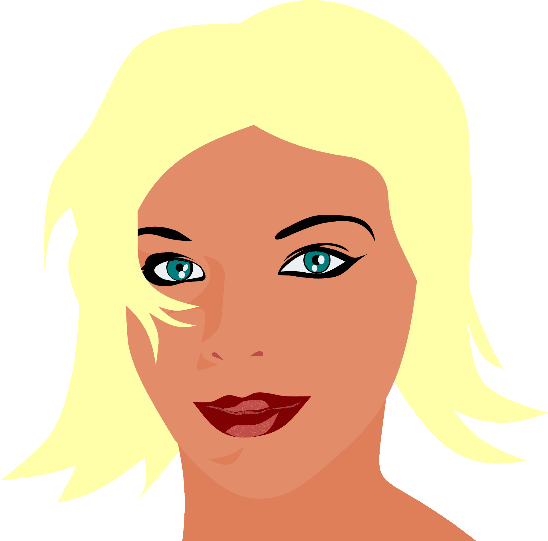 Blonde Haired Woman Vector Portrait PNG