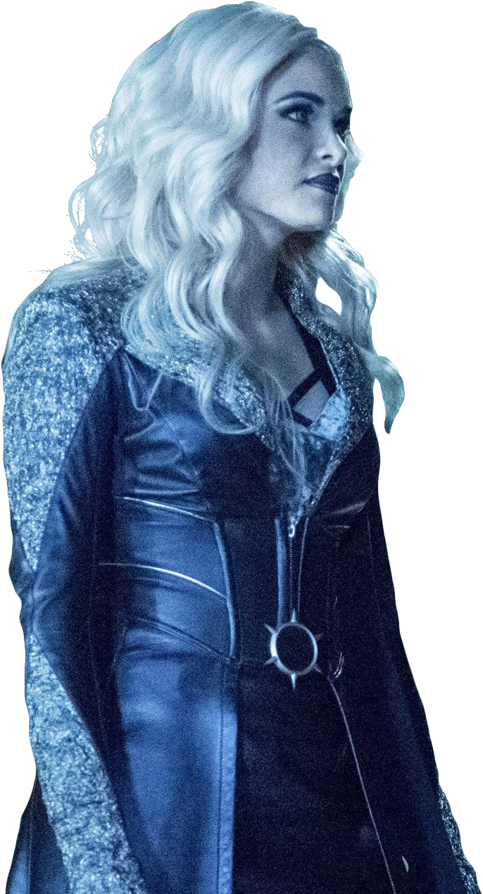 Blonde Heroinein Blue Costume PNG