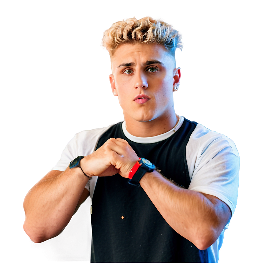 Blonde Man Checking Watch PNG