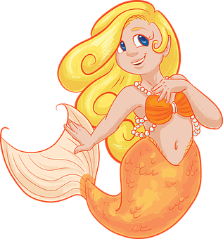 Blonde Mermaid Cartoon PNG