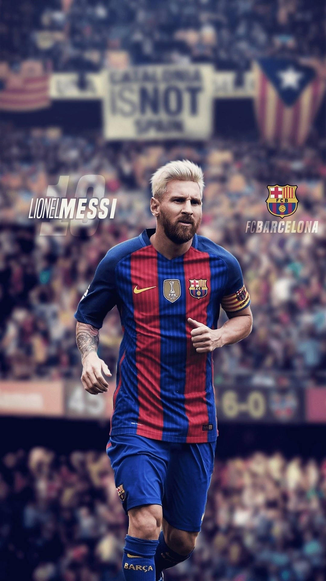 Blonde Messi Barcelona Til Telefon Baggrund Wallpaper