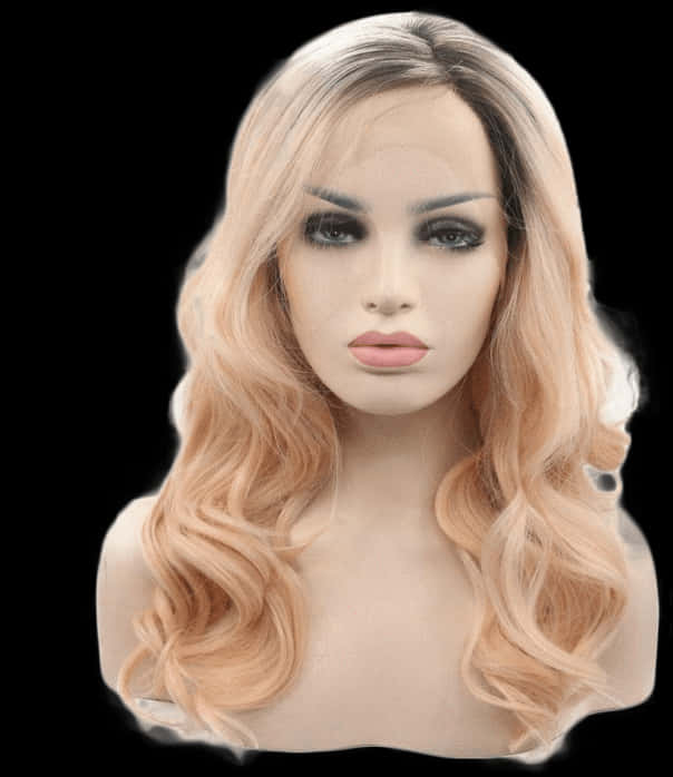 Blonde Ombre Wavy Wig Mannequin PNG
