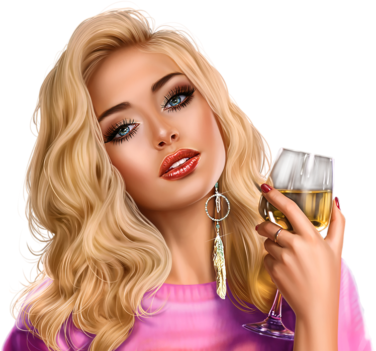 Blonde Pinup With Champagne PNG