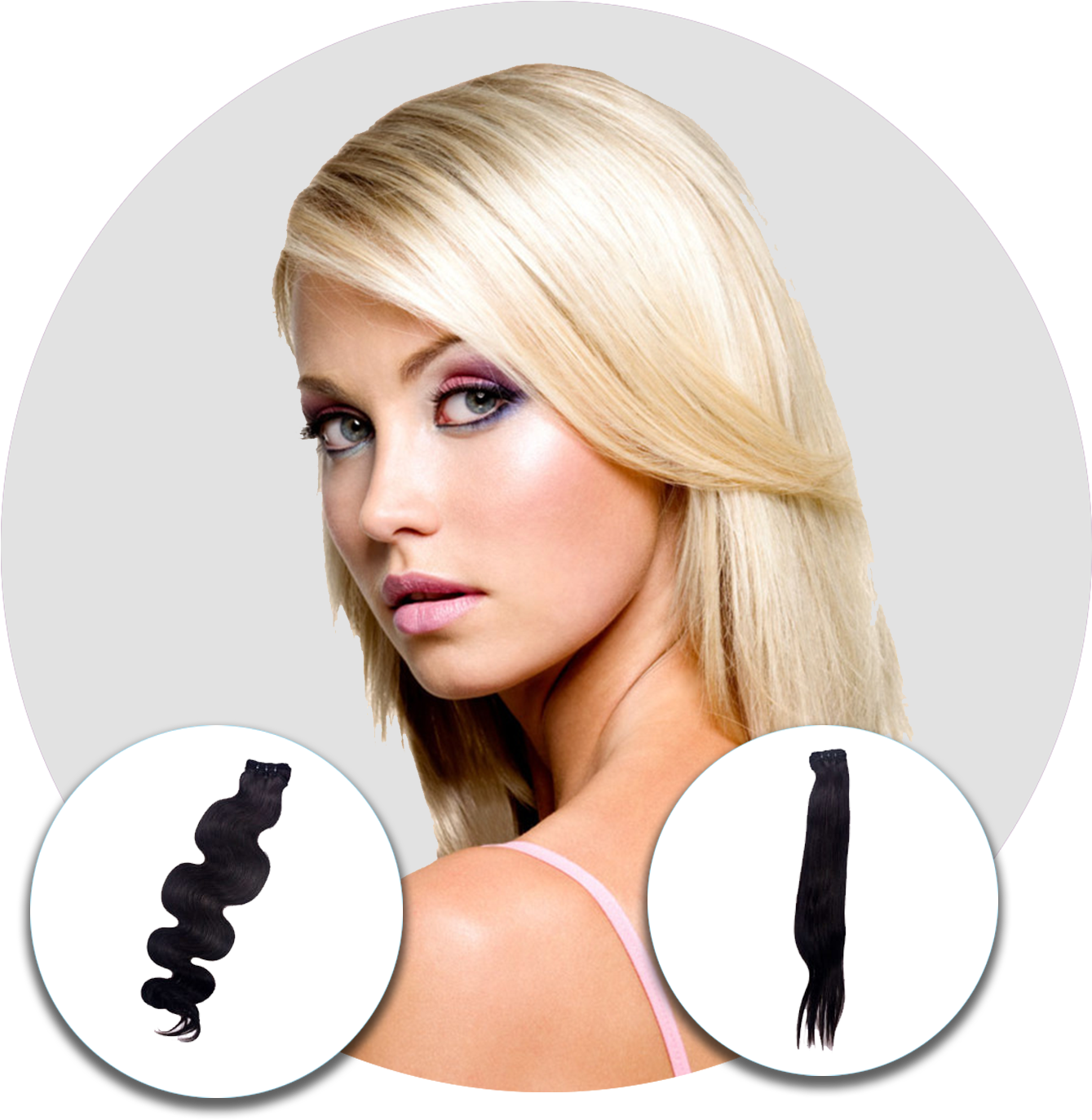 Blonde Woman Hair Extensions Comparison PNG