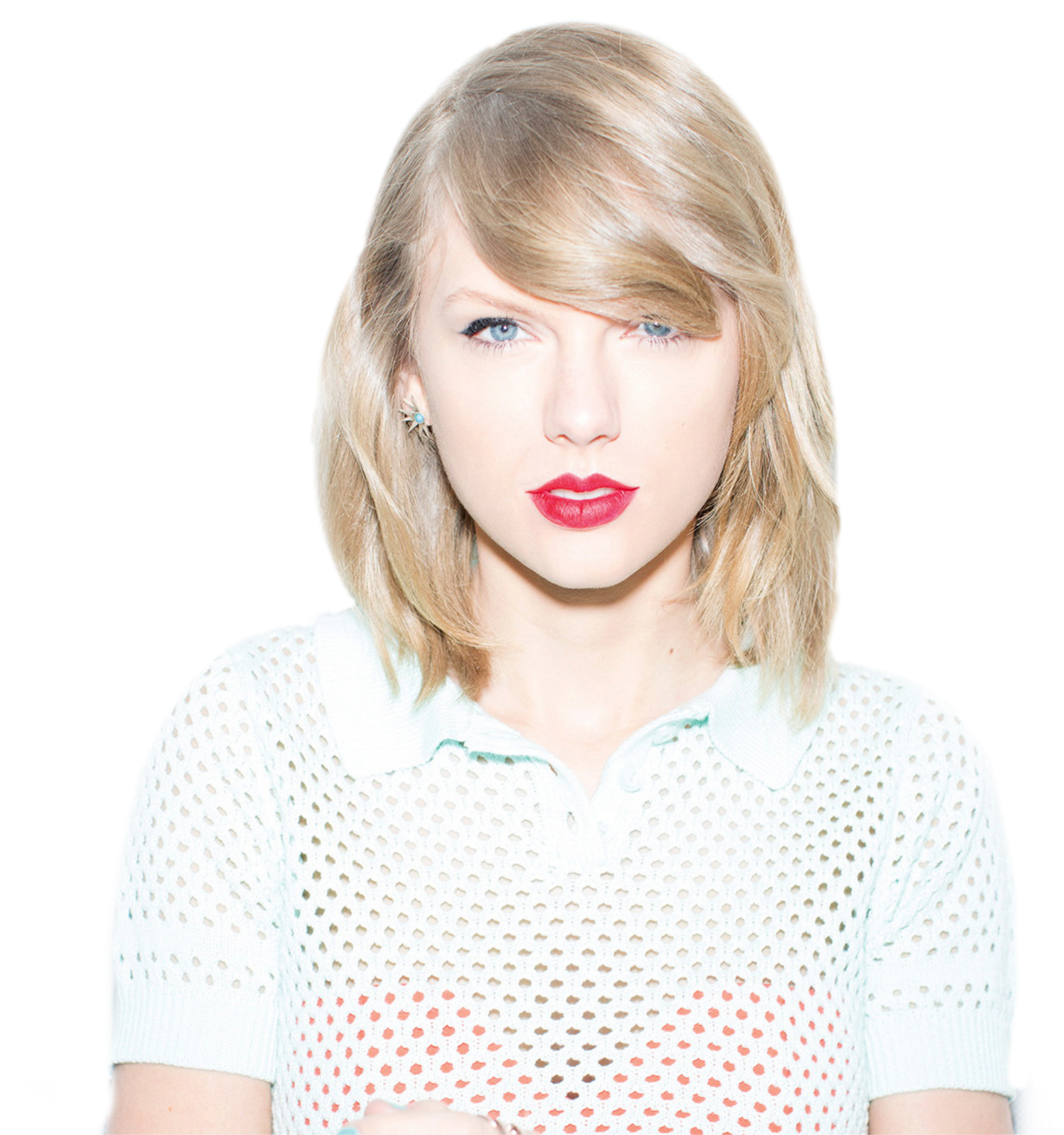 Blonde Woman Red Lipstick PNG