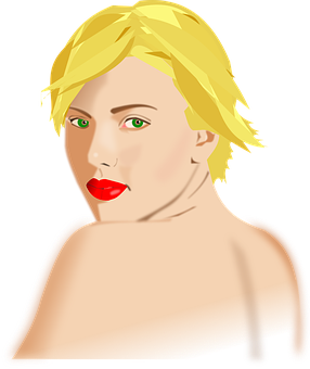 Blonde Woman Vector Portrait PNG