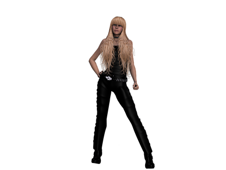 Blonde Womanin Black Outfit PNG