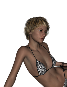 Blonde3 D Modelin Leopard Bikini PNG
