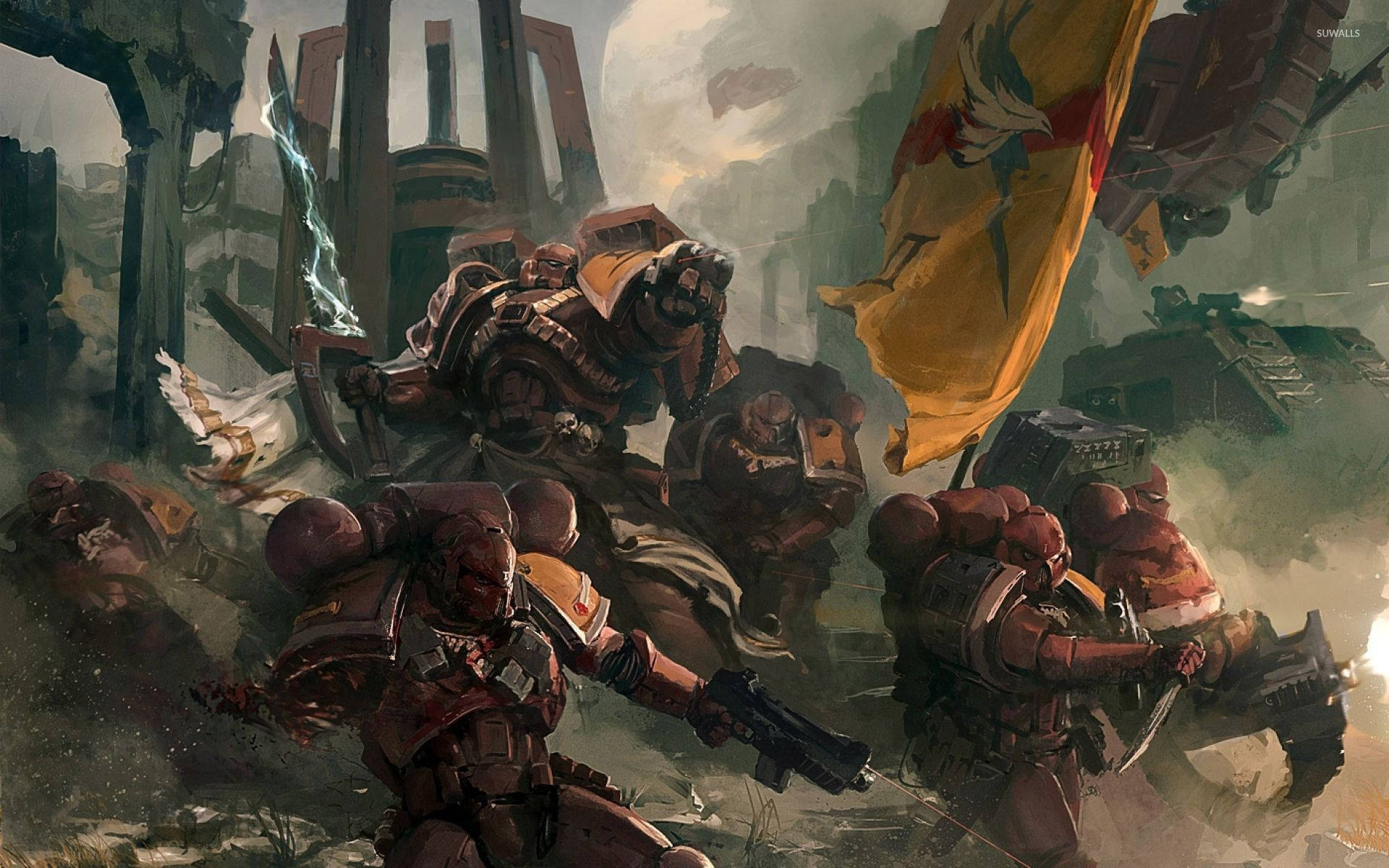 Blood Angels In Battle Warhammer 40k Wallpaper