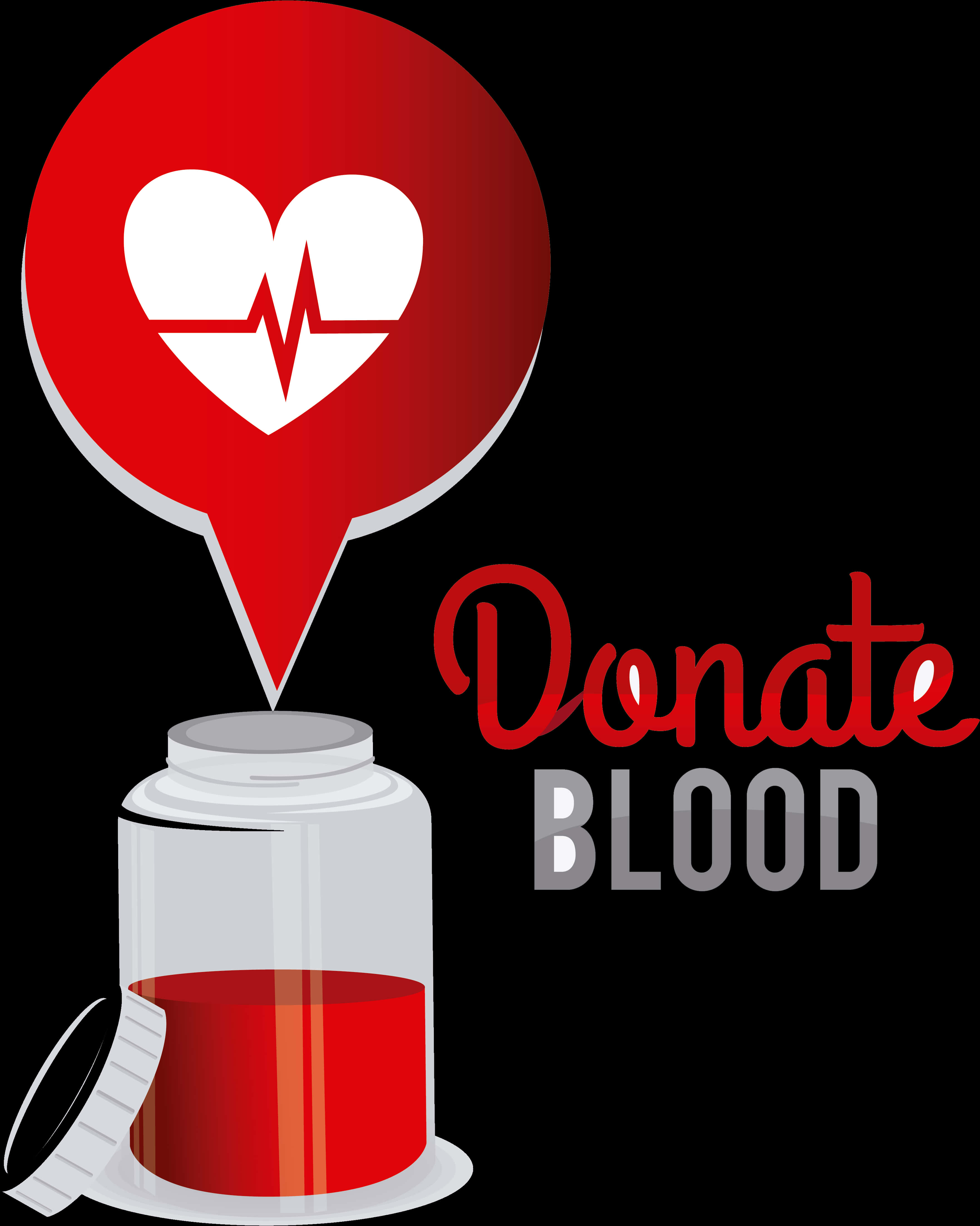 Blood Donation Heartbeat Graphic PNG