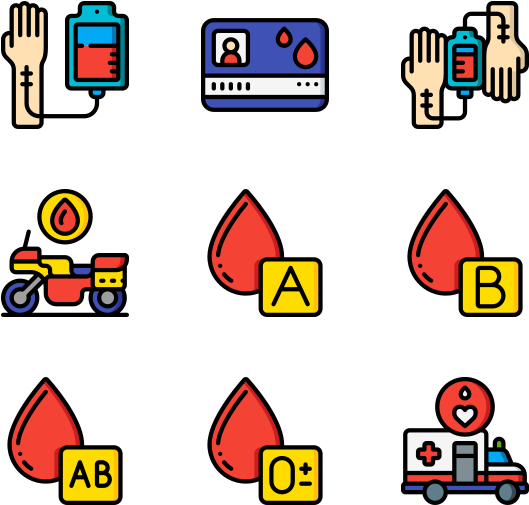 Blood Donation Icons Set PNG