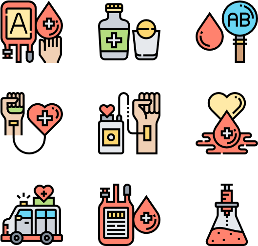 Blood Donation Icons Set PNG