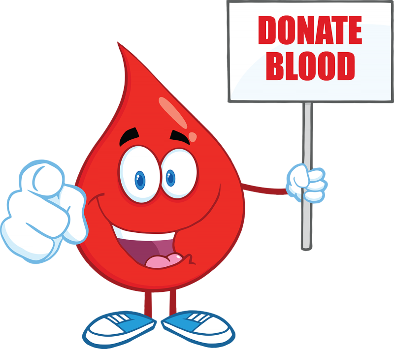 Blood Drop Character Promoting Donation PNG