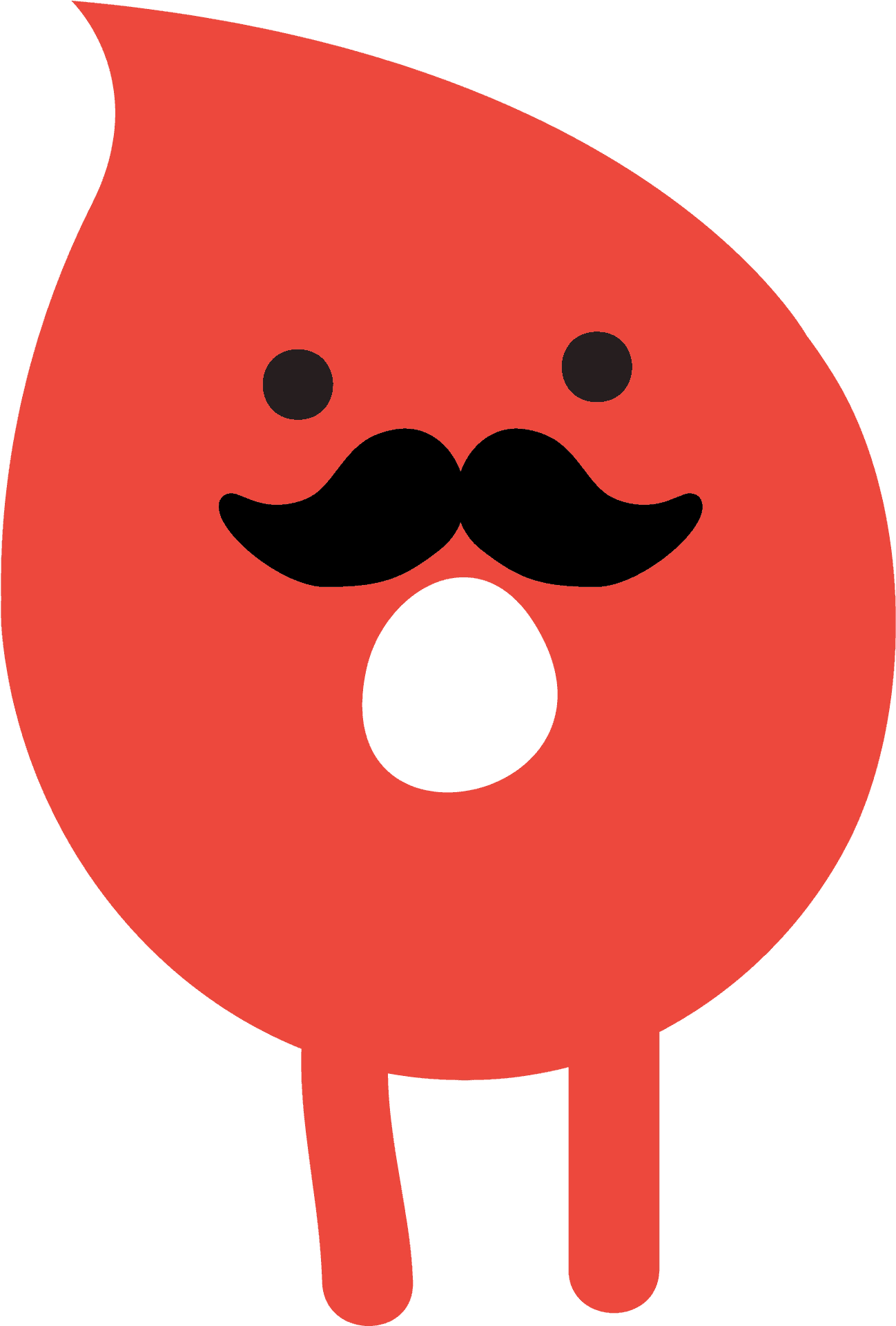 Blood Drop Character With Mustache PNG