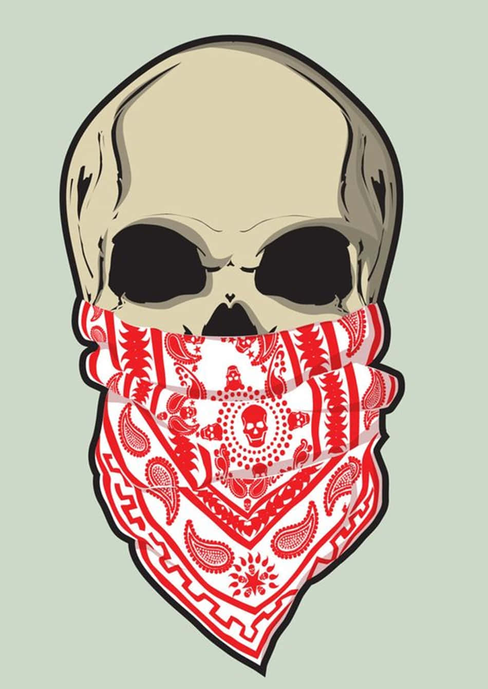 Blod Gang Skelet Med Rød Maske Kunst Tapet Wallpaper