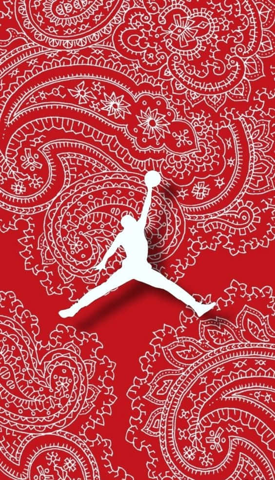 Download Jordan Logo On Blood Gang Red Pattern Wallpaper 