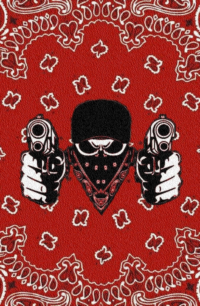 Blods Bande Red Paisley Guns Kunst Tapet Wallpaper