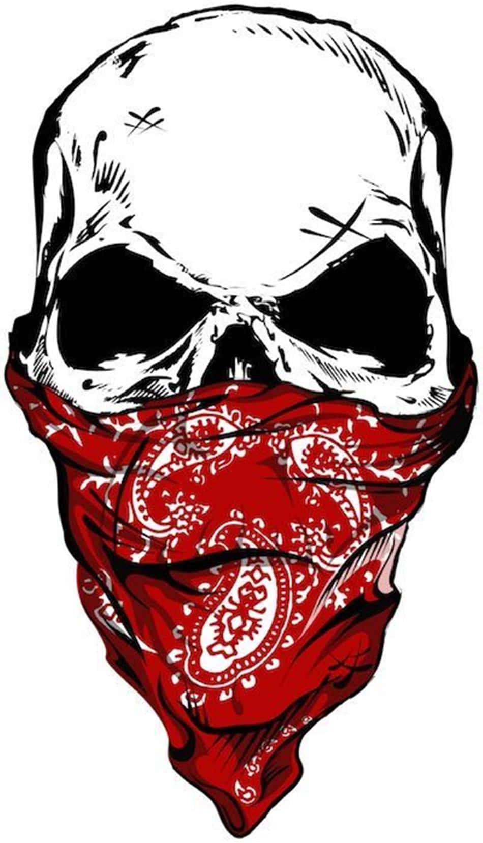 A Skull With A Red Bandana On His Head Wallpaper
