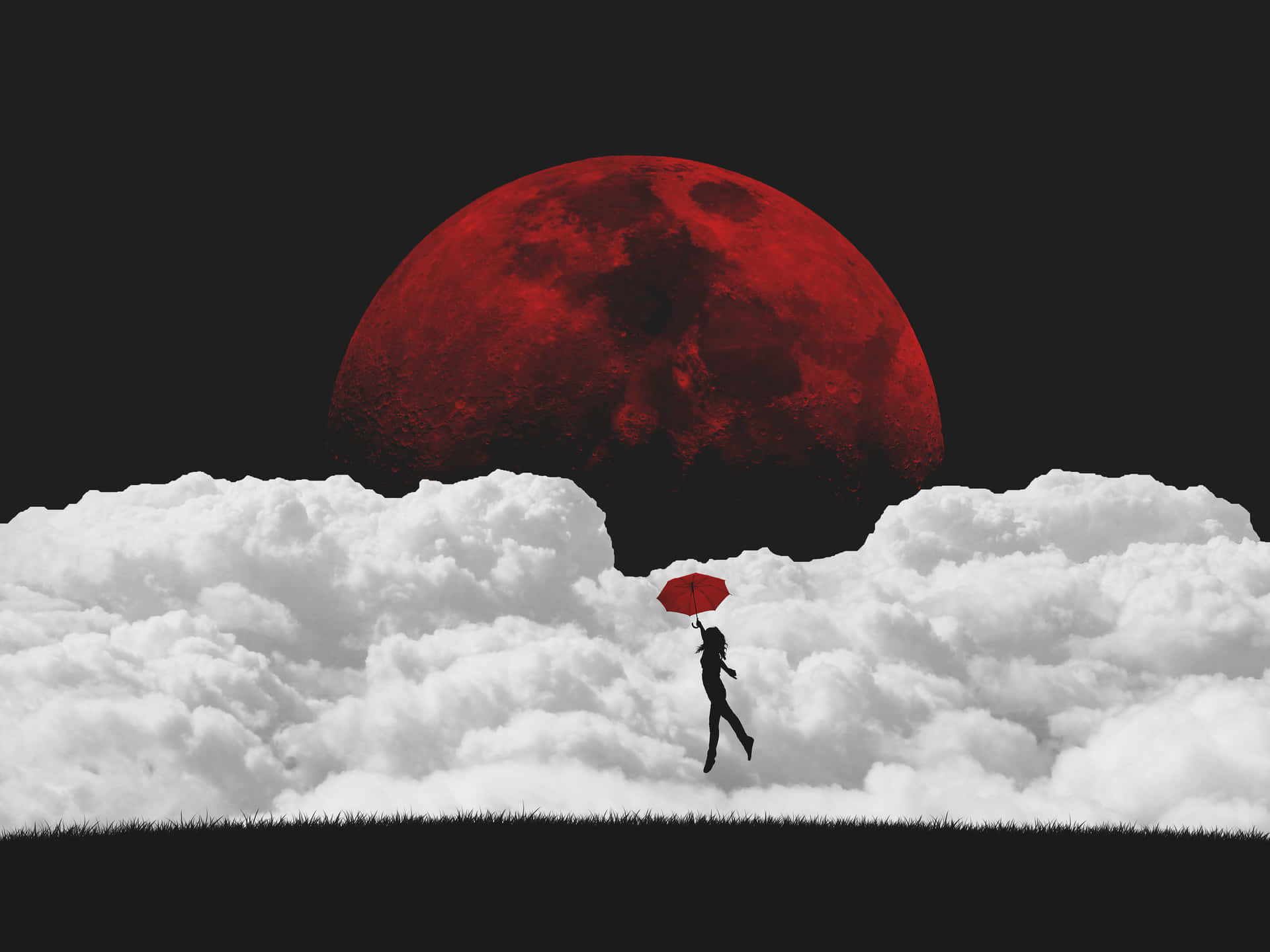 Flying To The Blood Moon Wallpaper