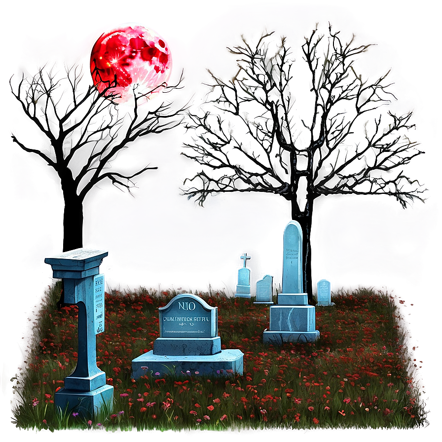 Blood Moon And Cemetery Png Oob32 PNG