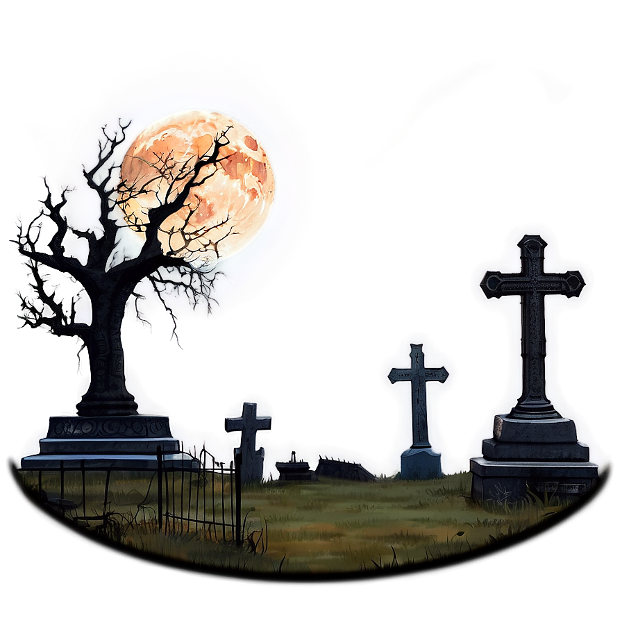 Blood Moon And Cemetery Png Ptq73 PNG