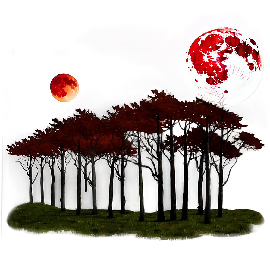 Blood Moon Over Forest Png 06112024 PNG