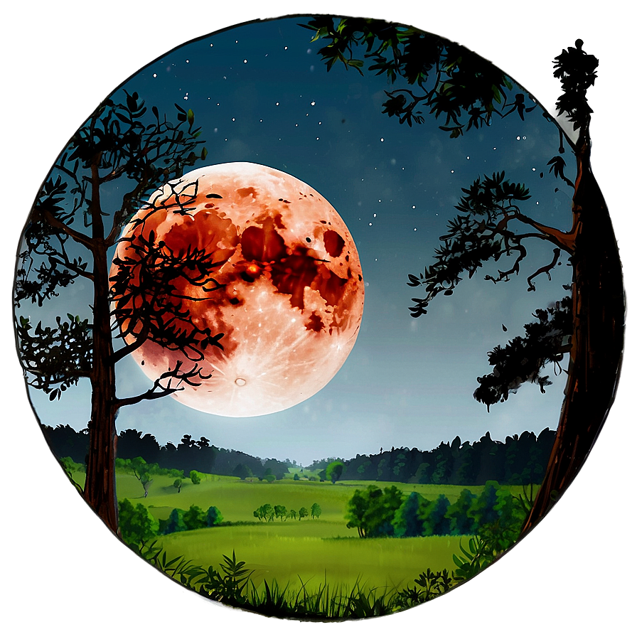 Blood Moon Over Forest Png Sob PNG