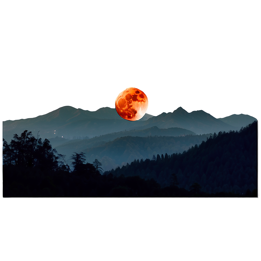 Blood Moon Over Mountains Png 06112024 PNG