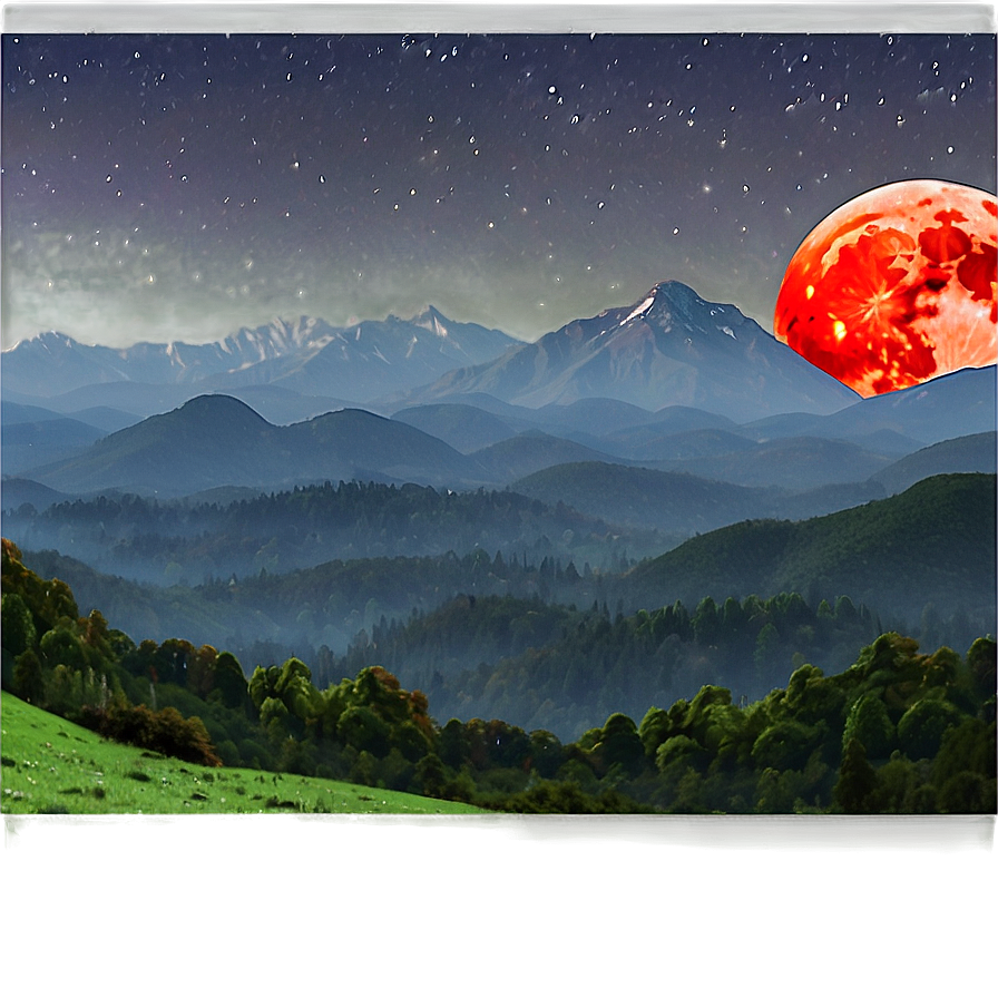 Blood Moon Over Mountains Png Axm PNG