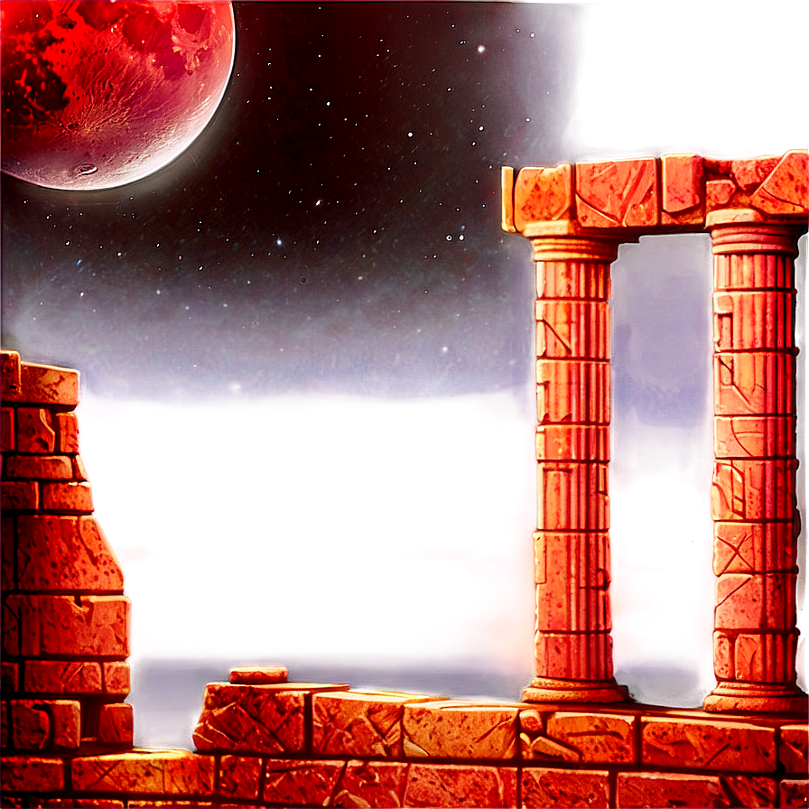 Blood Moon Over Ruins Png Hsh4 PNG