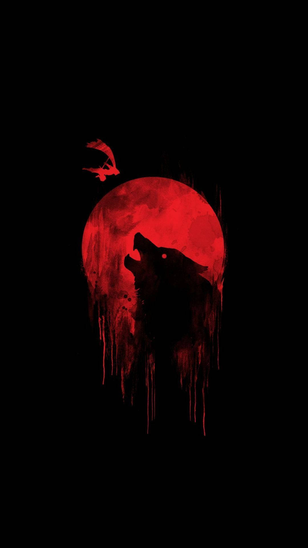 Blood Moon Wolf Illustration Art Wallpaper