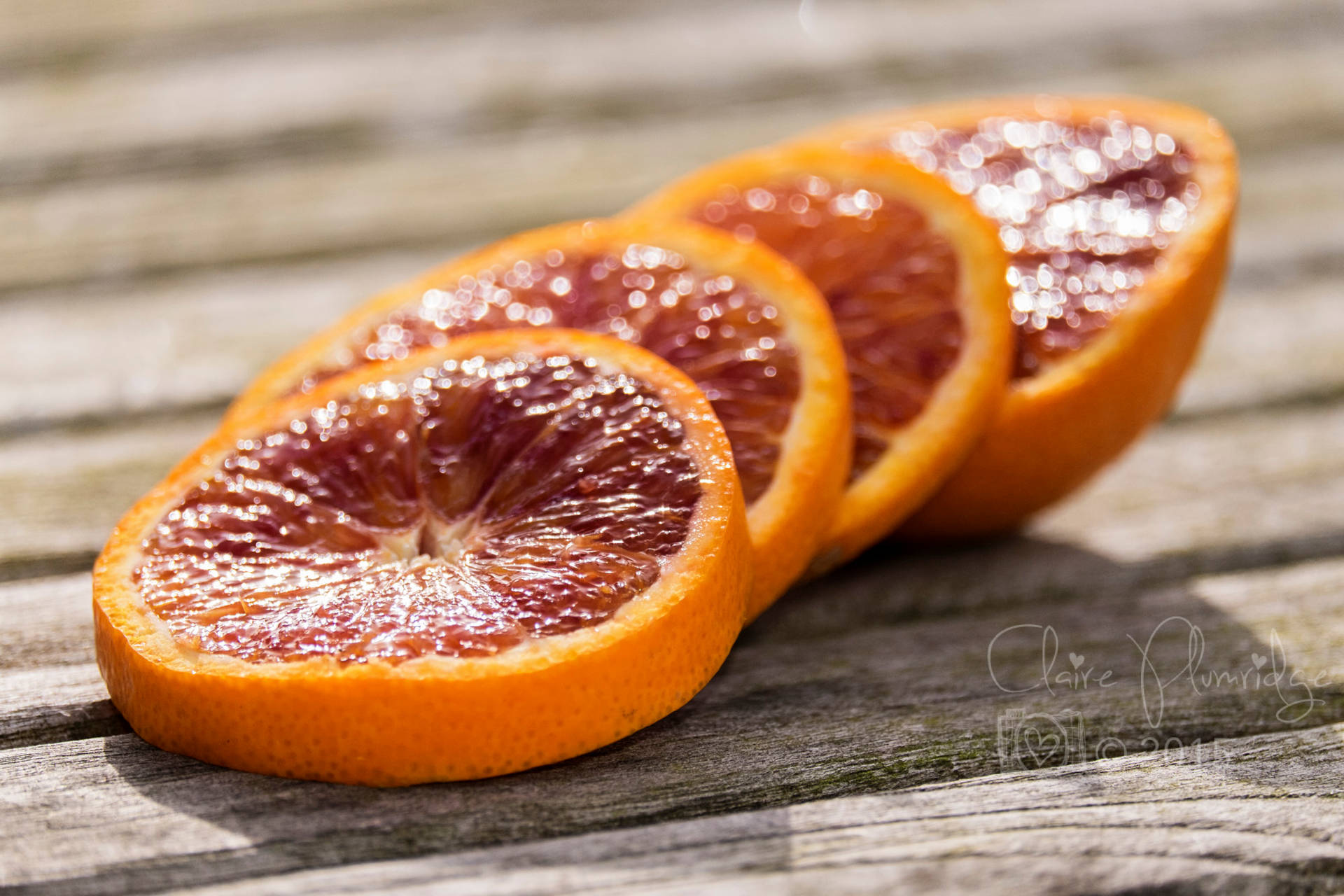 Blood Orange Citrus Fruit Slice Wood Wallpaper