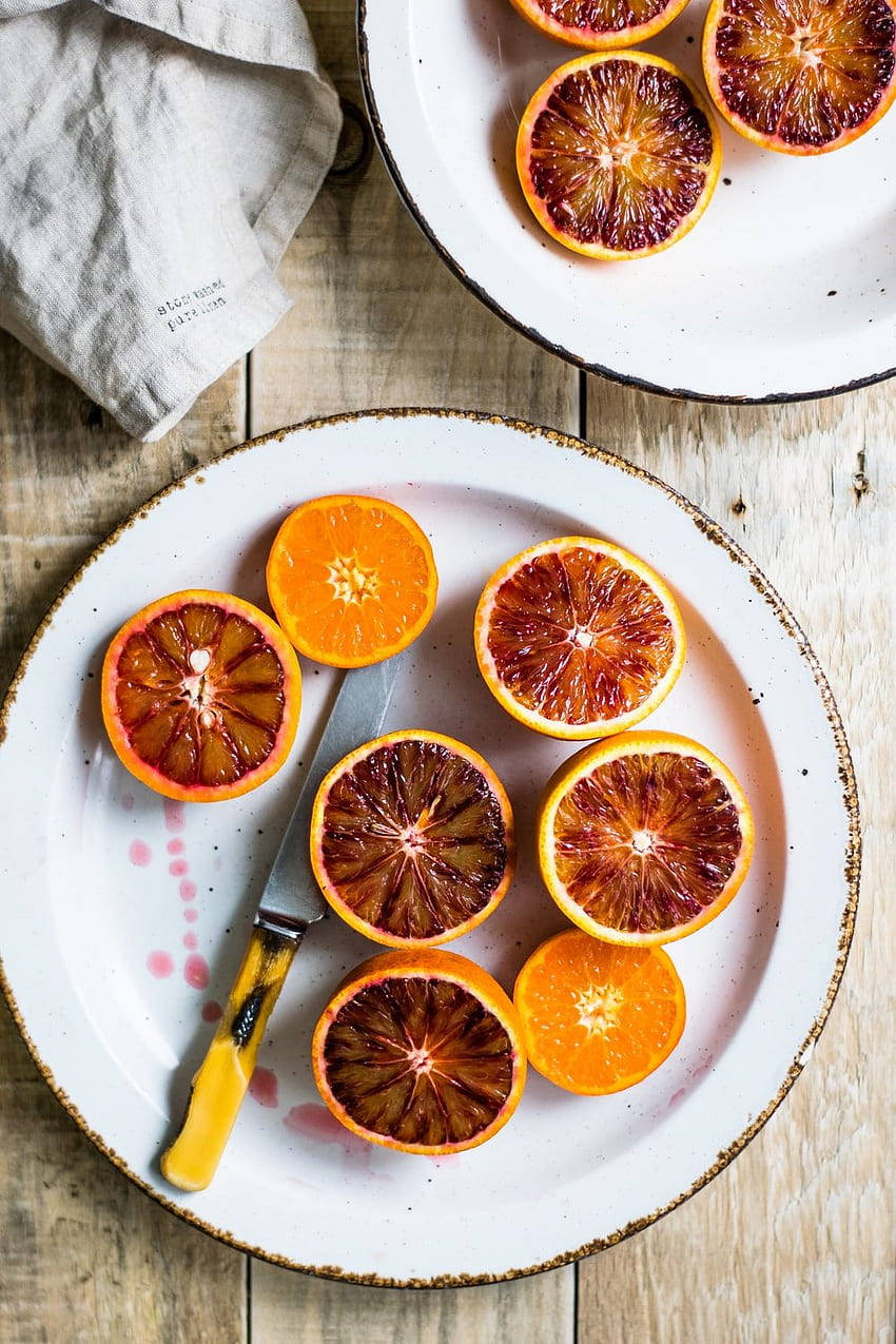Naranjasangre Fruta Cítrica Estilo Vintage Estético Fondo de pantalla