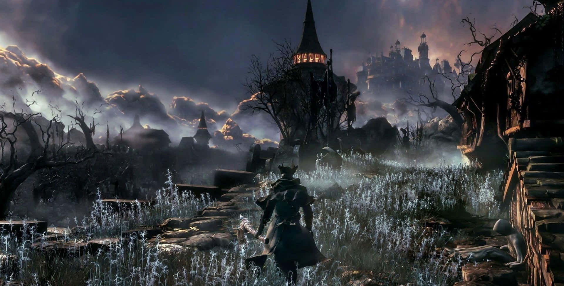 The Hunter faces a fearsome boss in the haunting world of Bloodborne