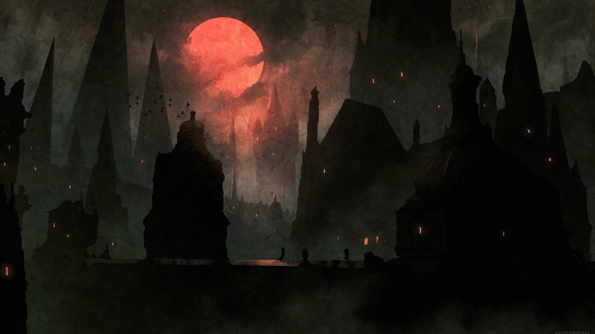 Bildatemberaubende Bloodborne Fantasy Landschaft Wallpaper