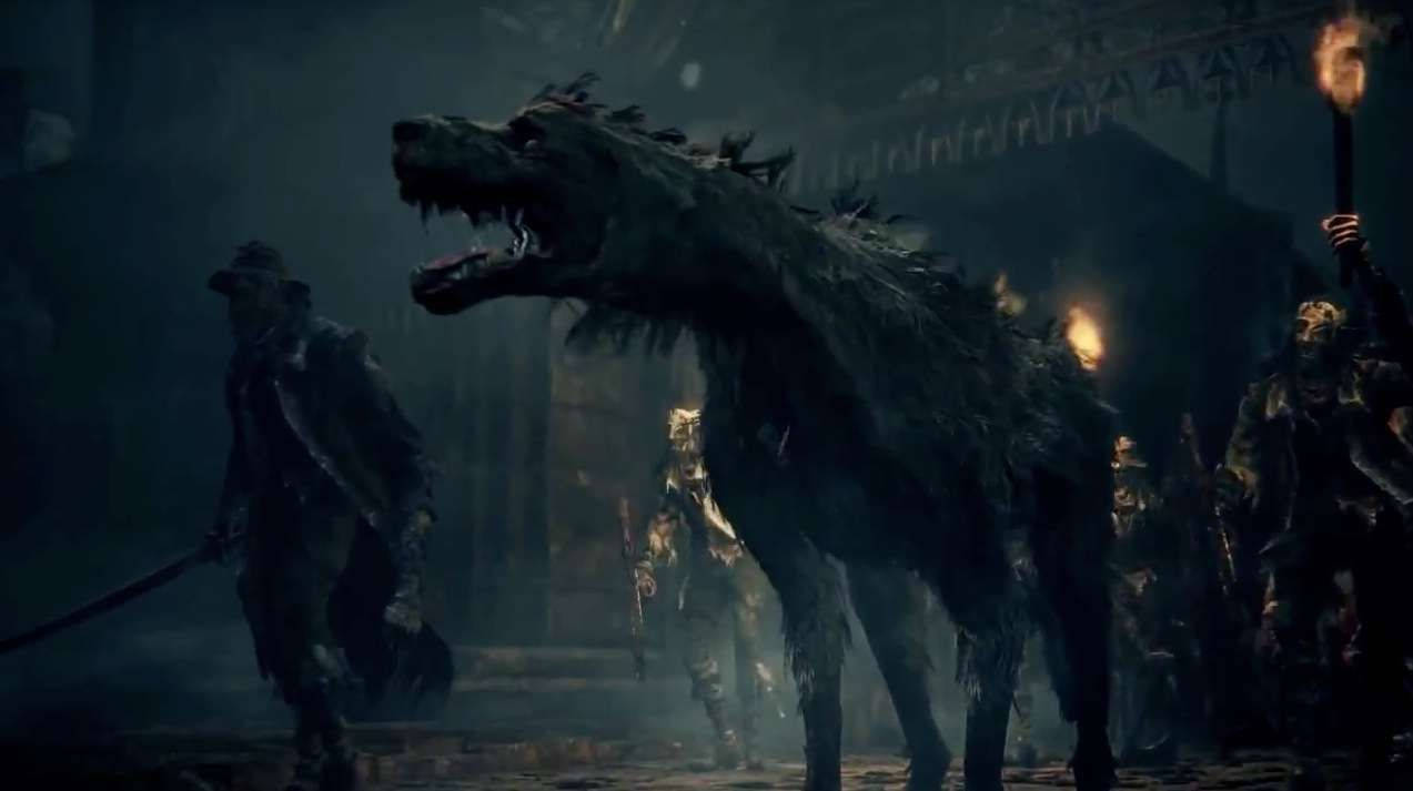 "Hunting Mob and Rabid Dog Prepare to Attack in Bloodborne" Wallpaper