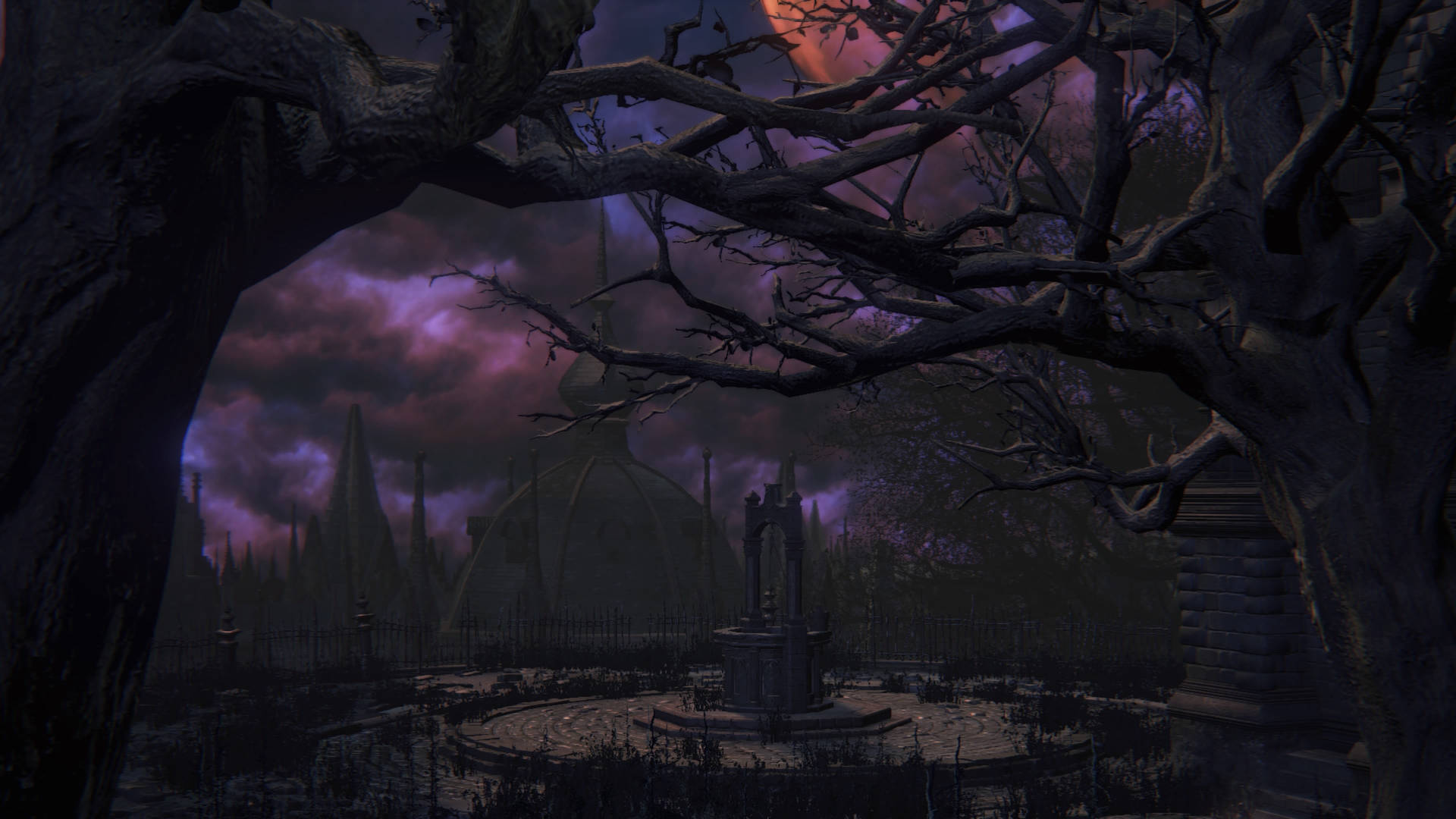 Yharnam Cathedral Plaza, the chilling center of Bloodborne Wallpaper