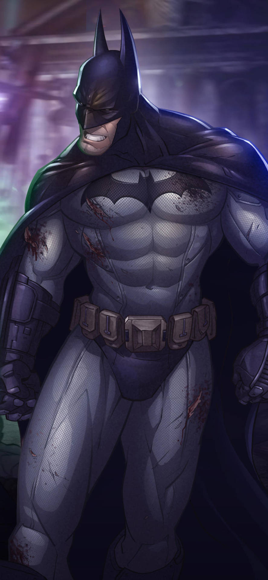 Bloodied Batman Arkham iPhone Wallpaper