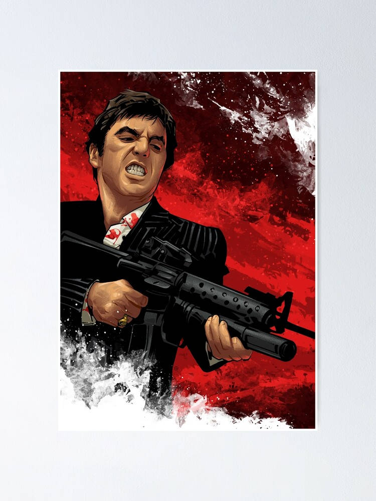 Bloodied Fierce Al Pacino Scarface Art Wallpaper