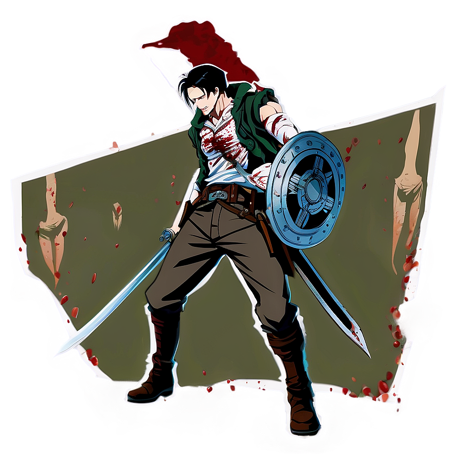 Bloodied Levi Battle Scene Png 06112024 PNG