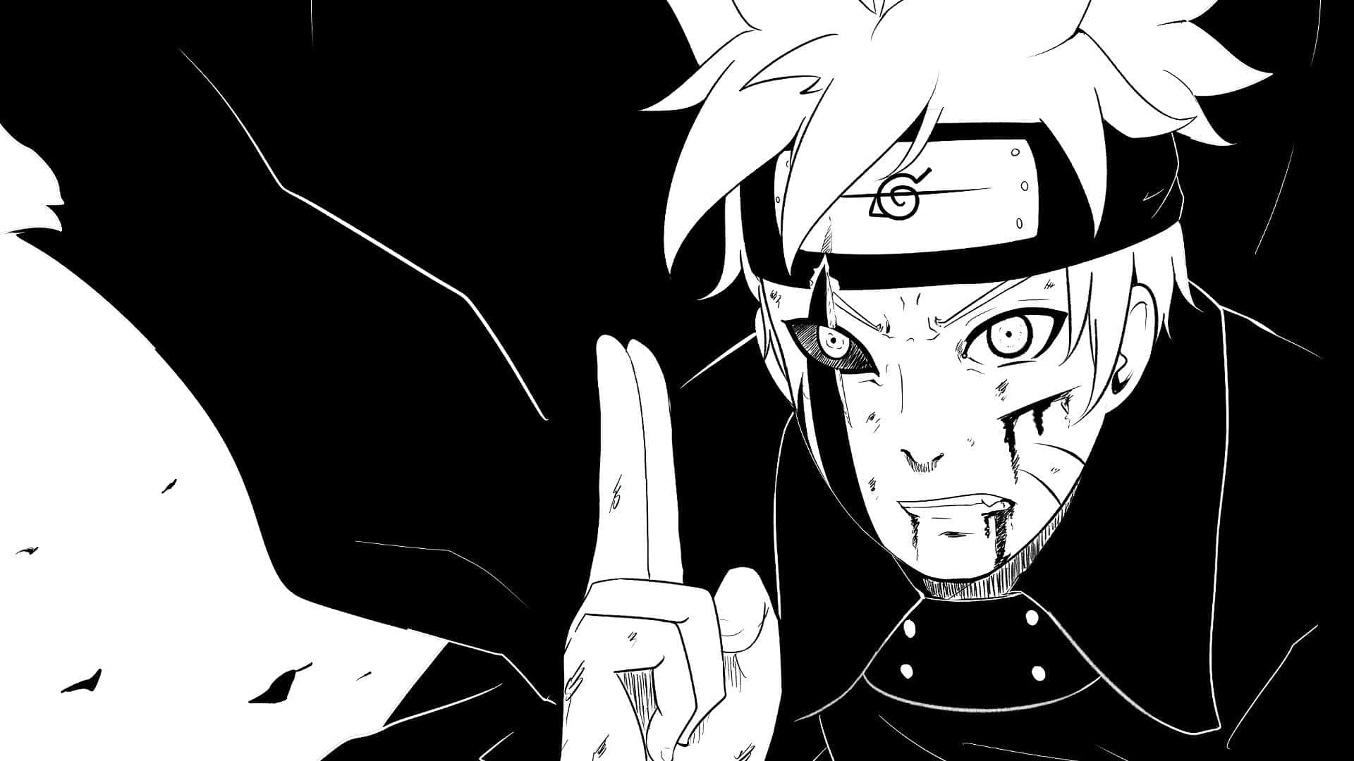 Bloodied Naruto In Black And White Anime Pfp Wallpaper