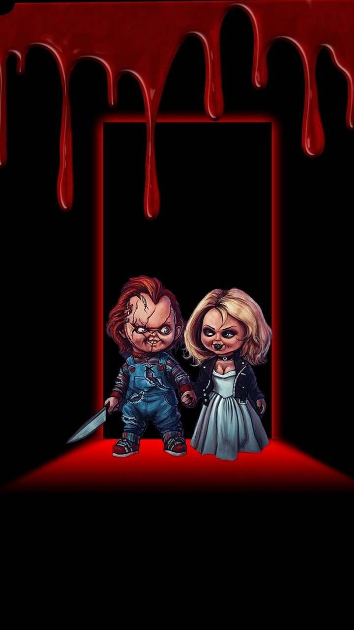 Bloody Chucky With Tiffany Background