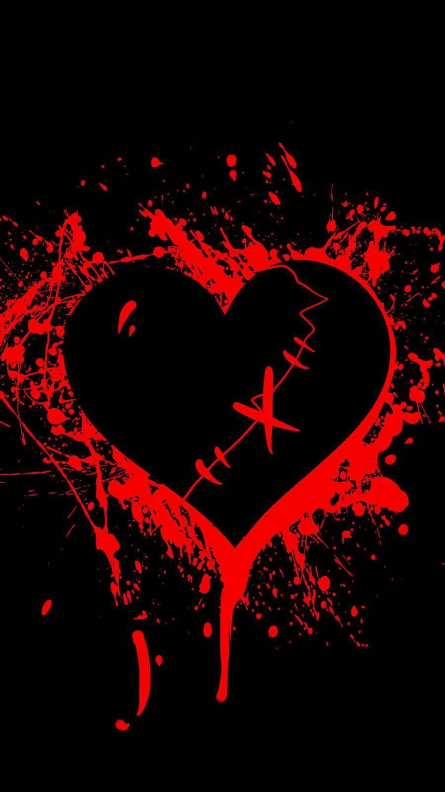 Download Bloody Red Broken Heart Black Wallpaper | Wallpapers.com